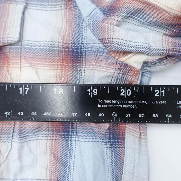 Abercrombie & Fitch Shirt Women's Medium Orange Blue Plaid Button-Down Formal - Picture 5 of 8